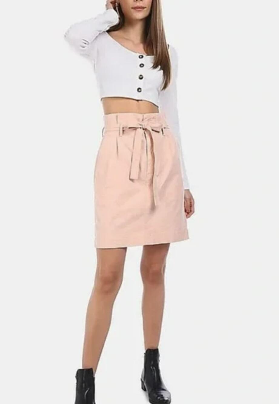 Gap Paperbag Mini Fairy Pink Belted Skirt WMNS 2 Pleated Front SoftGirl, Summer